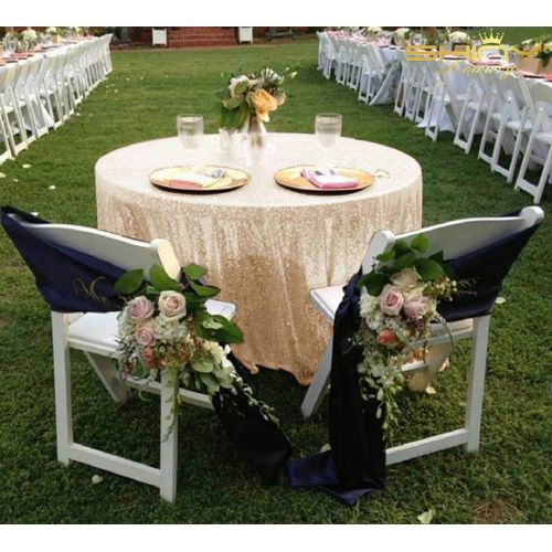  ShinyBeauty Sequin Ivory Table Cloth 132Inch-Ivory-Round Sequin Tablecloth Ivory Table Linens-0809E