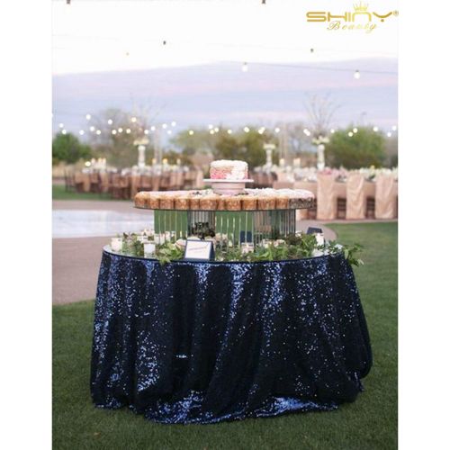  ShinyBeauty Midnight Blue Party Decorations 120Inch-Midnight Blue-Round Tablecloth Twinkle Twinkle Little Star Decorations-0809E