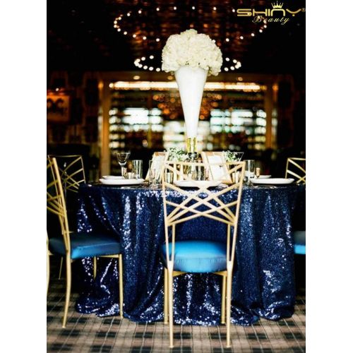 ShinyBeauty Midnight Blue Party Decorations 120Inch-Midnight Blue-Round Tablecloth Twinkle Twinkle Little Star Decorations-0809E