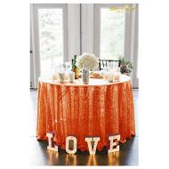 ShinyBeauty Sequin Orange Table Cloth 132Inch-Orange-Round Sequin Tablecloth Orange Table Linens-0809E