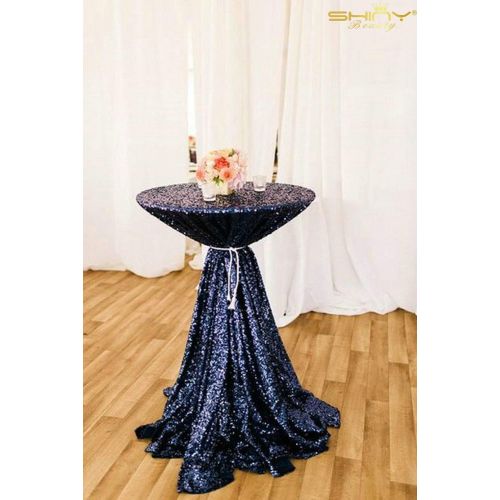  ShinyBeauty 72Inch-Round-Sequin Tablecloth-Midnight Blue Premium Quality Glitz Sequin Table Linen/Cover/Overlay (Midnight Blue)