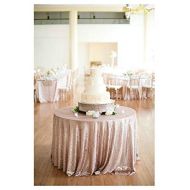 ShinyBeauty Champagne-72in Round-Sequin Tablecloth for Wedding/Party/Decor (Champagne)