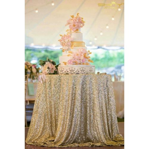  ShinyBeauty Light Gold Party Decorations 120Inch-Champagne Gold-Round Tablecloth Twinkle Twinkle Little Star Decorations-0809E