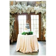 ShinyBeauty Ivory-72in Round-Sequin Tablecloth for Wedding/Party/Decor