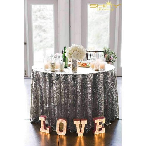  ShinyBeauty Gunmetal Party Decorations 120Inch-Gunmetal-Round Tablecloth Twinkle Twinkle Little Star Decorations-0809E