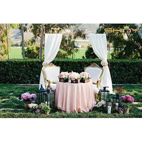  ShinyBeauty Peach Party Decorations 120Inch-Peach-Round Tablecloth Twinkle Twinkle Little Star Decorations -0809E