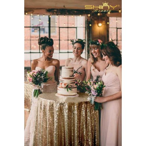  ShinyBeauty Sequin Table Cover 108Inch-Copper-Round Sequin Tablecloth Copper Elegant Tablecloth-0809E