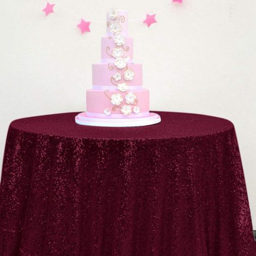  ShinyBeauty Burgundy Party Decorations 120Inch-Wine-Round Tablecloth Twinkle Twinkle Little Star Decorations-190330E