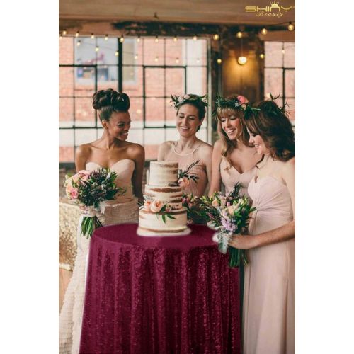  ShinyBeauty Burgundy Sequin Tablecloth 72Inch Wine Round Linen Tablecloth Sequin Burgundy Table Cloth-190330E