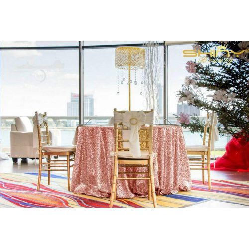  ShinyBeauty Sequin Blush Table Cloth 132Inch-Blush-Round Sequin Tablecloth Blush Table Linens-0809E
