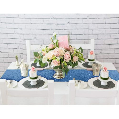  [아마존베스트]ShinyBeauty 12x72-Inch Rectangle-Baby Blue-Sequin Table Runner- for Wedding/Party/Decor-200111E