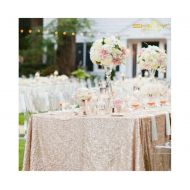 ShinyBeauty Sequin-Rectangle-Tablecloth-90x132-Inch-Champagne-Blush 6FT Table Cloth