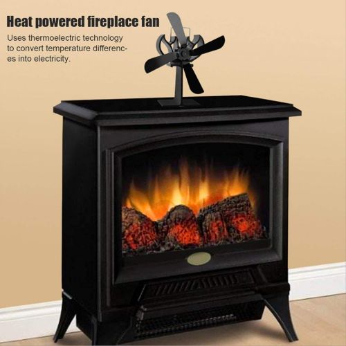  Shipenophy 4 Blade Heat Powered Fan, 4 Blade Heat Stove Fan No Electricity Power Needed Durable and Sturdy for Wood Burning Stove Log Burner Fireplace