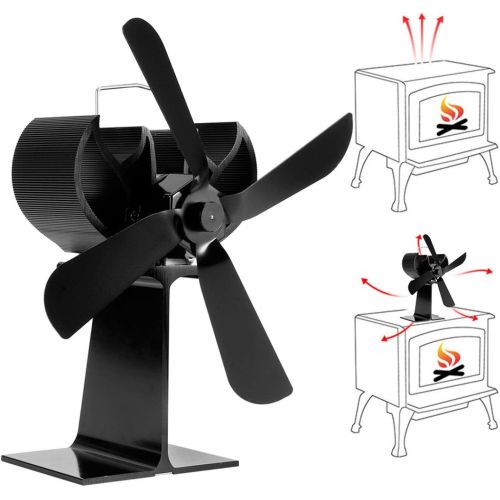  Shipenophy 4 Blade Heat Powered Fan, 4 Blade Heat Stove Fan No Electricity Power Needed Durable and Sturdy for Wood Burning Stove Log Burner Fireplace