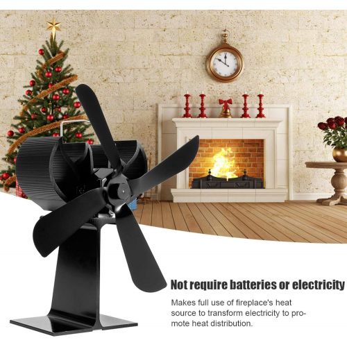  Shipenophy 4 Blade Heat Powered Fan, 4 Blade Heat Stove Fan No Electricity Power Needed Durable and Sturdy for Wood Burning Stove Log Burner Fireplace