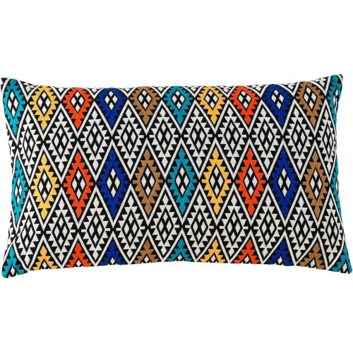  Shiraleah Aztec Embroidered Rectangle Pillow, 14 by 24-Inch, Multi-Color
