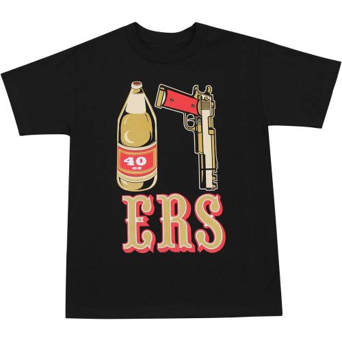  ShirtBANC Mens T Shirt 40oz 9MM Gold Gun Mens T Shirt San Francisco Pistol Golden Empire