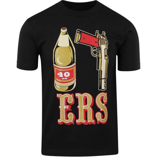  ShirtBANC Mens T Shirt 40oz 9MM Gold Gun Mens T Shirt San Francisco Pistol Golden Empire