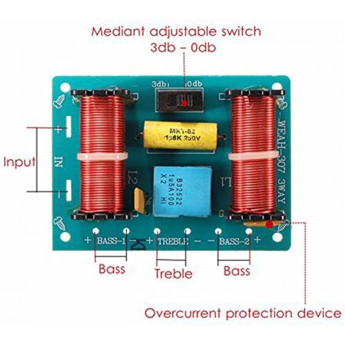  [아마존베스트]-Service-Informationen Shiwaki 2pcs 3-Way Loudspeaker Crossover Audio Filter Frequency Divider for Car Home