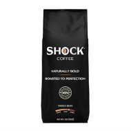 Shock Coffee - Bold all Arabica Med-Dark Roast Whole Bean, Fresh Look - Richer Taste, 1 pound