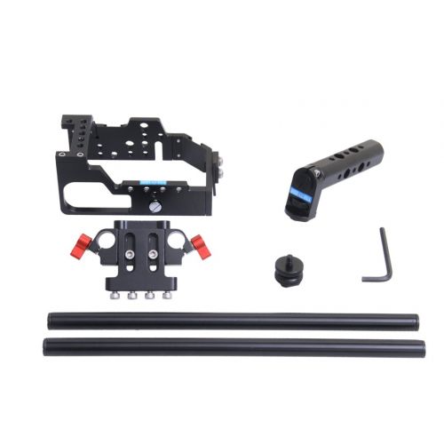  Shootvilla Black magic pocket cinema camera cage Compact+Top Handle+Rod Adapter 15 mm