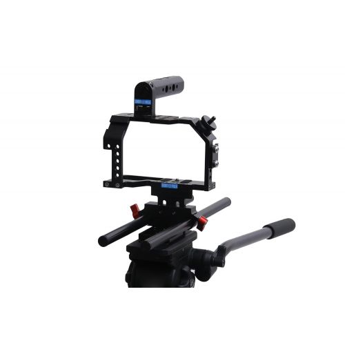  Shootvilla Black magic pocket cinema camera cage Compact+Top Handle+Rod Adapter 15 mm