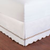 Shop Bedding Wickham Luxury Bedskirt - Twin XL 18 Inch Drop Bed Skirt with Camel Rope Embroidery on 100% Cotton White Tailored Bed Ruffle