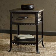 Shop Sting Industrial Rustic Reclaimed Wood Grey Accent End Side Table 1 Drawer & 1 Shelf