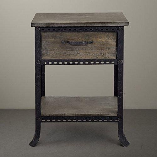  Shop Sting Industrial Rustic Reclaimed Wood Grey Accent End Side Table 1 Drawer & 1 Shelf