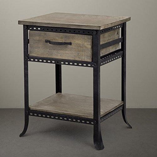  Shop Sting Industrial Rustic Reclaimed Wood Grey Accent End Side Table 1 Drawer & 1 Shelf