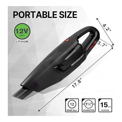  Shop-Vac Cordless Handheld Vacuum Cleaner, 12.0 Peak Kpa 12V High Power Handheld Vacuum Cordless Rechargeable, Dustbuster Handheld Vacuum with Attachments, Filters for Home, Garage, Car