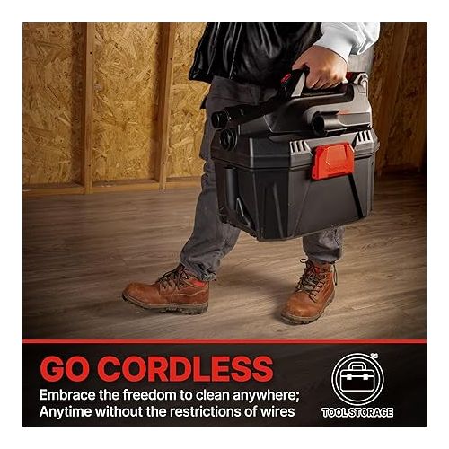  Shop-Vac 20V Cordless Wet/Dry Vacuum, 3-in-1 Portable Shop Vacuum Cleaner, Detachable Blower, Battery and Charger Included, Ideal for Jobsite, Garage, Car & Workshop