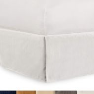 ShopBedding Shop Bedding Tailored Velvet Bed Skirt with Split Corner 18 inch Drop-King, Eggshell White Modern Dust Ruffle, High-End