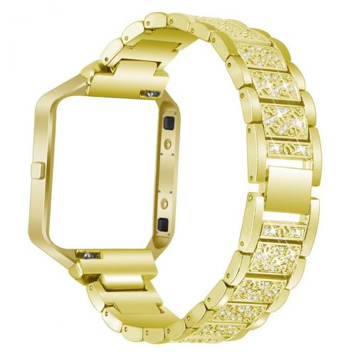  ShopSquare64 Link Bracelet Watchband Strap Stainless Steel Metal with Frame for Fitbit Blaze