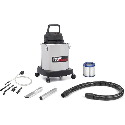  Shop Vac 4041400 Ash Dry Vac with Dolly, Stainless Steel Tank, 5 gal, Long Hose, 6.3 Amps, (1 Pack)