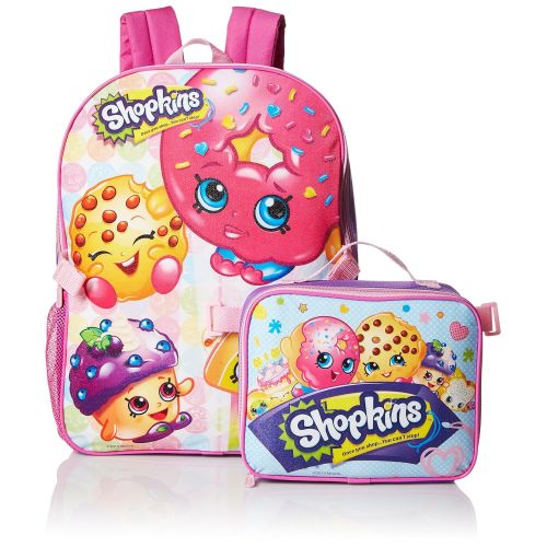  Shopkins Little Girls Backpack with Lunch, Pink, One Size