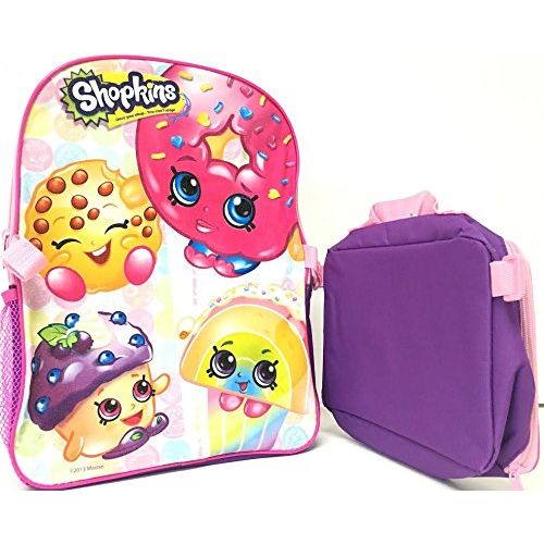  Shopkins School Backpack Set 16 Large Backpack with Matching Lunch Bag-purple