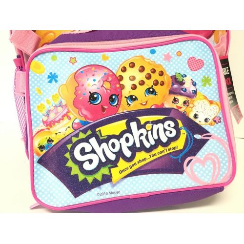  Shopkins School Backpack Set 16 Large Backpack with Matching Lunch Bag-purple