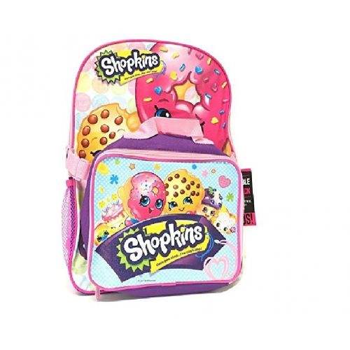  Shopkins School Backpack Set 16 Large Backpack with Matching Lunch Bag-purple