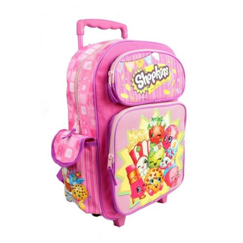  Shopkins 16 GIRLS KIDS LARGE ROLLING BACKPACK Plus LUNCH BAG