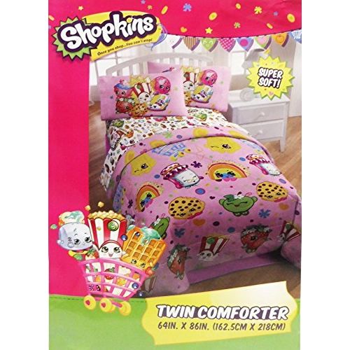  Shopkins 4pcs Bedding Set Twin Comforter, 64 x 86 & Sheet Set Bedding Collection