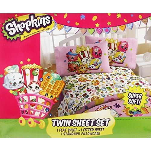 Shopkins 4pcs Bedding Set Twin Comforter, 64 x 86 & Sheet Set Bedding Collection
