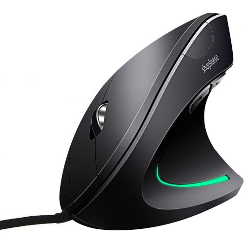  Shoplease Wired Vertical Mouse, Optical Ergonomic Mouse with 4 Adjustable DPI 800/1200/2000/3200, 5 Buttons USB Computer Mouse , Better for Large and Medium Sized Hands