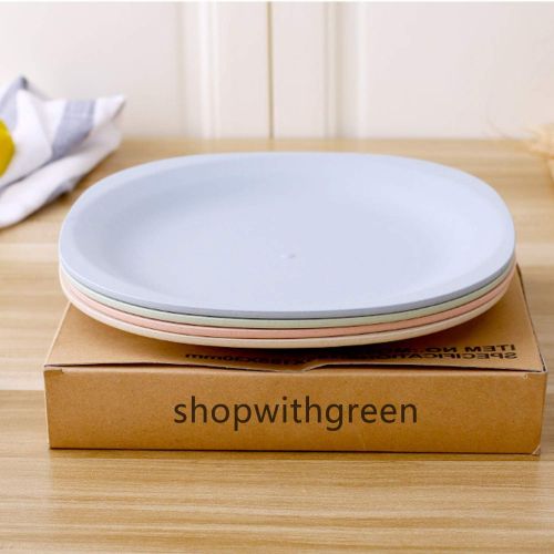  [아마존베스트]Shopwithgreen 7.3 Bread Butter Wheat Straw Plates, Dishwasher Microwave Safe, Lightweight and Durable Tableware, for Party Children Toddler Plates Sets 4