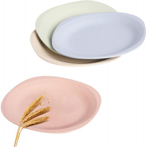  [아마존베스트]Shopwithgreen 7.3 Bread Butter Wheat Straw Plates, Dishwasher Microwave Safe, Lightweight and Durable Tableware, for Party Children Toddler Plates Sets 4