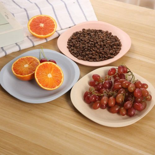  [아마존베스트]Shopwithgreen 7.3 Bread Butter Wheat Straw Plates, Dishwasher Microwave Safe, Lightweight and Durable Tableware, for Party Children Toddler Plates Sets 4