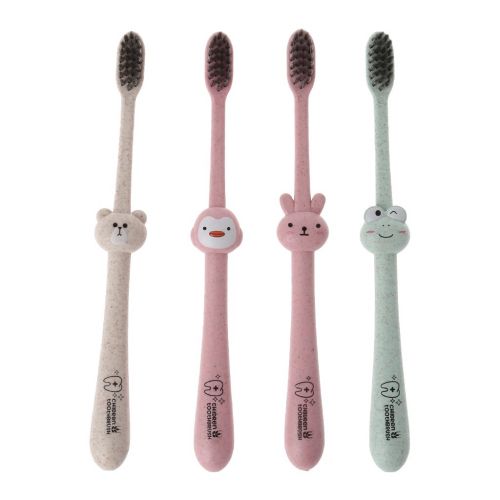  [아마존베스트]Shoresu Baby Toothbrush Natural Wheat Straw Cartoon Toddler Kid Newborn Dental Oral Care Color...