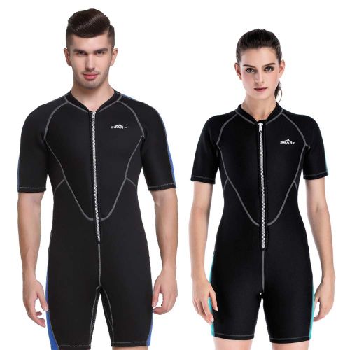  Shorty Wetsuit Unisex Short Sleeve 2MM Neoprene Wetsuit Men for Surfing One Piece Triathlon Scuba Diving Spearfishing Wetsuit Women Surfing