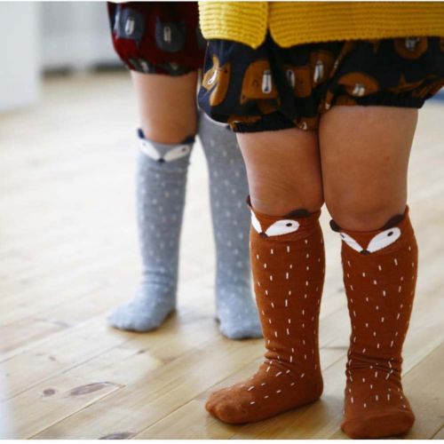  Shorven Baby Kids Cotton Socks Knee High Long Socks Anti Skid With Grips 2 Packs