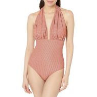 Shoshanna Women's Standard Deep V Halter One Piece